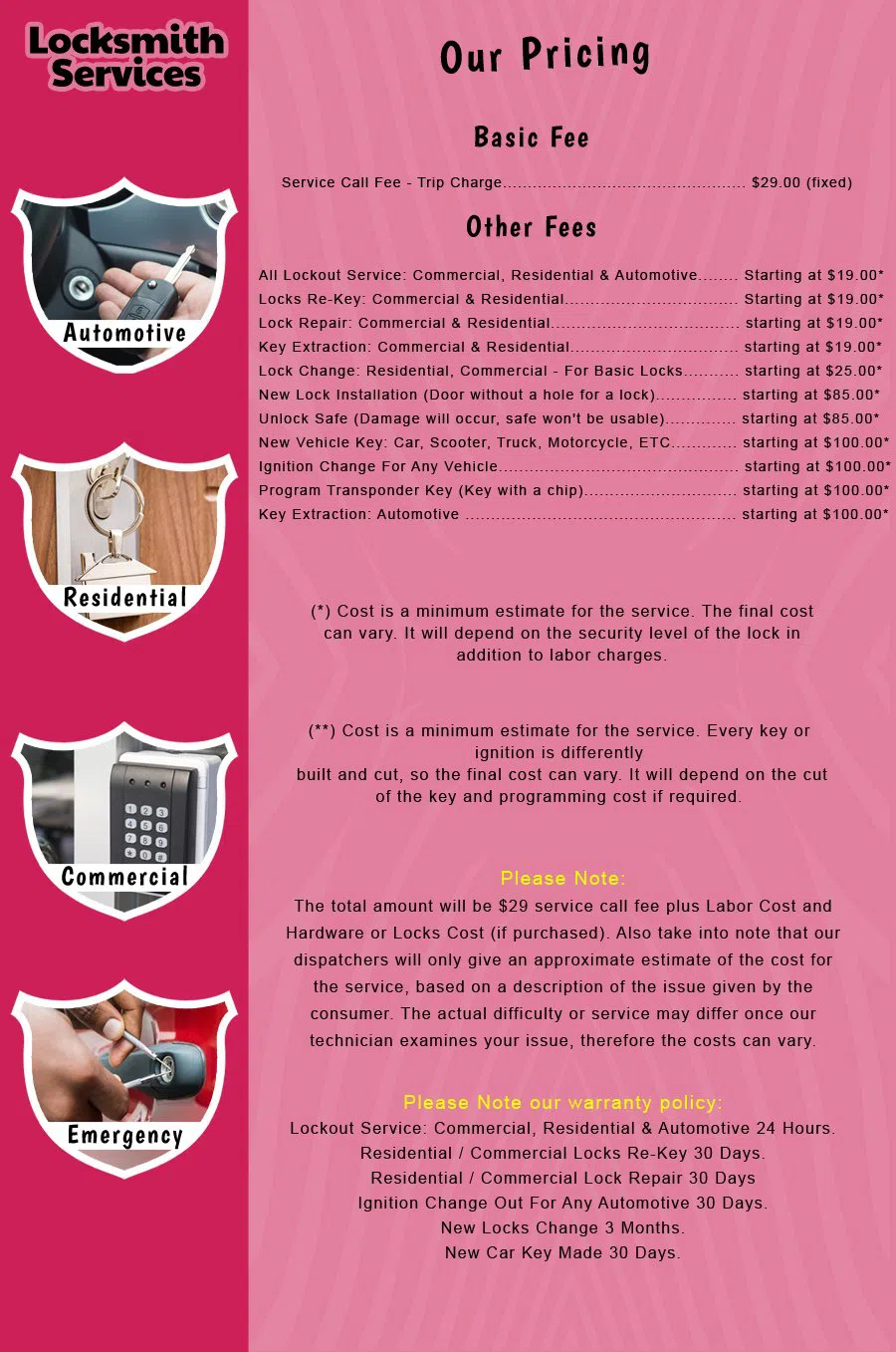 Rochelle Park NJ Locksmith Store Rochelle Park, NJ 201-285-5309 - price-list-c-18